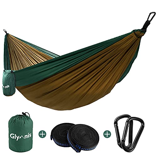 Glymnis Hängematte Ultraleicht Outdoor Reisehängematte Reise Hammock mit Aufhängeseilen und Stahlkarabinern Tragkraft bis 300 kg von Glymnis