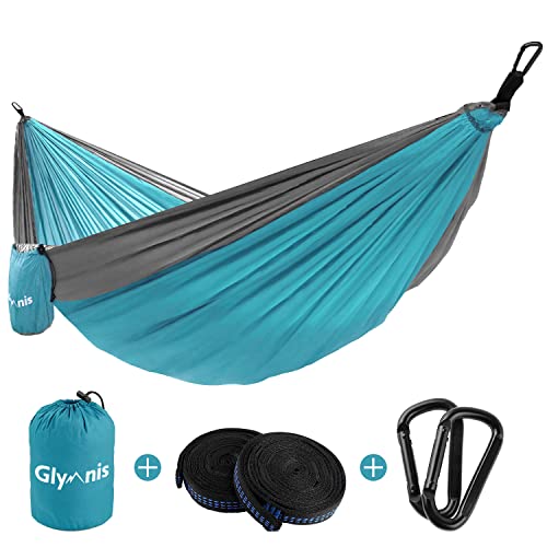 Glymnis Hängematte Ultraleicht Outdoor Reisehängematte Reise Hammock mit Aufhängeseilen und Stahlkarabinern Tragkraft bis 300 kg von Glymnis