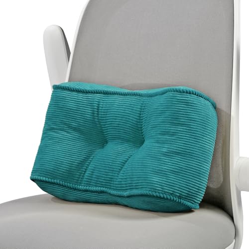 Glyzia Lendenwirbelstützkissen für Arbeitszimmer, Schreibtischstuhl, hochdichtes Schaumstoff-Rückenstützkissen zur Schmerzlinderung im unteren Rücken, weich und stützend, Cord-Bürostuhlkissen, S, Blau von Glyzia