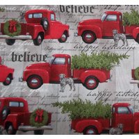 Christmas Red Pickup Trucks Believe Wendbare Server Kellnerin Taille Schürze Drei Taschen Beidseitig 1441 R von Gmashomemadeaprons