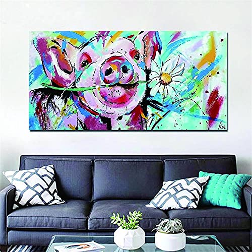 Gmeignl Diamant Painting Bilder Groß DIY 5D Diamant Malerei Vollbohrer Kits Diamond Painting Full Set Erwachsene Kinder Diamant Gemälde Malen nach Zahlen Kit Mosaik Gemälde(Schwein und Blume),30x60cm von Gmeignl