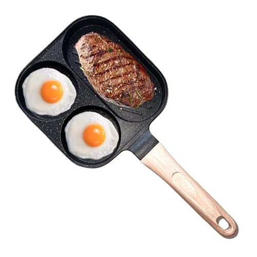 3-in-1-Frühstücksbratenpfanne-Multi-Sektion Nicht-Stick-Pfanne | Medizinische Steinaluminiumpfanne mit hitzebeständigem Griff | Induktionsgas -Elektrogrill für Eier Pfannkuchen Specksteak kompatibel von Gmokluytw