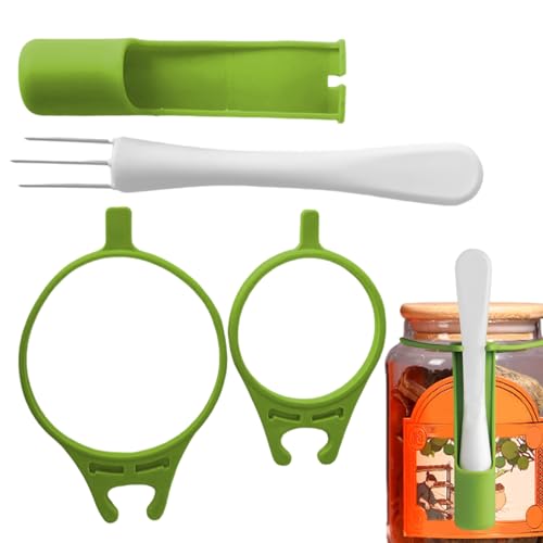 Brustgabel - Küchenutensilien für Gläser - Compact Pickle Picker mit Befestigungsringen, stabiler Basis und Edelstahlhülle | Praktisch, leicht, resistent, leicht zu reinigen von Gmokluytw