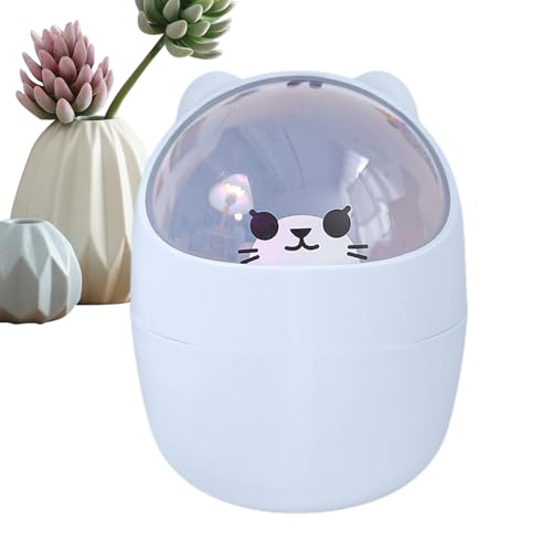 Gmokluytw Desktop-Mülleimer – Tischabfalleimer Mit Deckel | Kompakter Aufsatzbehälter Für Schreibtisch | Abfalleimer Für Büro, Küche, Schlafzimmer, Wohnzimmer, Bad, Organizer, Kunststoffbox von Gmokluytw