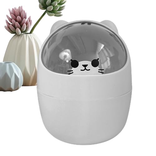 Gmokluytw Desktop-Mülleimer – Tischabfalleimer Mit Deckel | Kompakter Aufsatzbehälter Für Schreibtisch | Abfalleimer Für Büro, Küche, Schlafzimmer, Wohnzimmer, Bad, Organizer, Kunststoffbox von Gmokluytw
