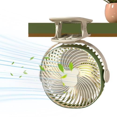 Gmokluytw Klemmventilator | Tragbarer Ventilator Mit Klemmbefestigung - 5 Geschwindigkeitsstufen Leiser Aufladbarer Luftkühler Für Camping Zelt Reise Wohnheim Schlafzimmer von Gmokluytw