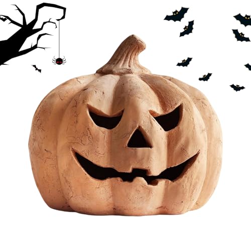 Gmokluytw Leuchtender Kürbis - Halloween-Laterne | Gruselige Flammlose Lampe Für Schlafzimmer Nacht Innenraum Deko Terrasse Party Garten Haustür von Gmokluytw