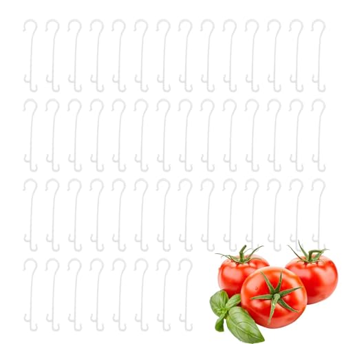 Gmokluytw Tomatenhaken – J-förmige Pflanzenstütze – 50 Stück Haken Aus Kunststoff Zur Unterstützung Von Tomaten, Gurken, Ranken – Wiederverwendbare Clips Für Garten, Gewächshaus, Beet von Gmokluytw
