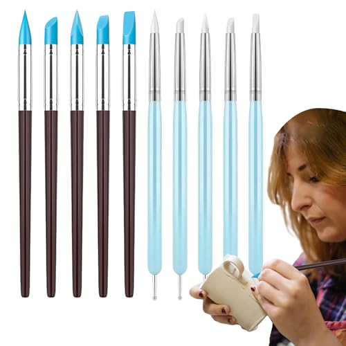 Gmokluytw Tonmodellierwerkzeug – 10er Set Pinsel Aus Silikon Und Holz | Doppelspitzen-Stifte Für Modellieren, Ölmalerei, Keramik | Kreativ-Accessoires Dotting Pen Gmokluytw Tonmodellierwerkzeug – 10er Set Pinsel Aus Silikon Und Holz | Doppelspitzen-Stifte Für Modellieren, Ölmalerei, Keramik | Kreativ-Accessoires Dotting Pen von Gmokluytw
