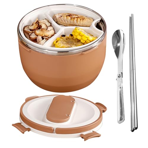 Gmokluytw Tragbare Essensbox - Kinder Brotdose Mit Besteck,Mehrfach Unterteilter Auslaufsicherer Aufbewahrungsbox Für Salate Beruf Schule Camping Outdoor von Gmokluytw