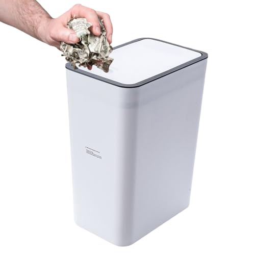 Mülleimer Mit Deckel – Pusħ Down Abfalleimer – Kunststoff Abfallbehälter Für Küche Schlafzimmer Badezimmer Büro – Großer Hygienischer Papierkorb Mit Schwenkdeckel Geruchsdicht Leicht Zu Reinigen von Gmokluytw
