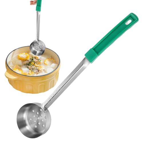 Portion Control Servierlöffel – 4oz Edelstahl Langer Griff | Solide Und Lochversion | Pizzasaucen Schöpflöffel Für Diäten Gewichtsverlust Bariatrisch Buffet Restaurant Küchenhelfer von Gmokluytw