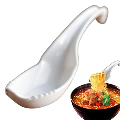 Ramen Löffel - 2 in 1 Ĺöffel und Gabel | Asiatisches Utensil für Nudeln | Solid PVC für Erwachsene und Kinder | Japanische Küchenzubehör Nudel Grabber Ramen Löffel von Gmokluytw