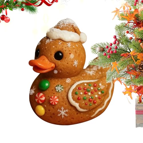 Weihnachtsgummiente - Festliche Lebkuchenharz -Ornament | Saisonale Desktop -Dekoration für Home Office Kinderzimmer Kinderzimmer Kamin | Kreative Candy Cane Feiertagsfeiertag -Figur -Display von Gmokluytw