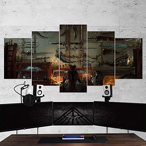 Gmoope Wandbild Leinwand Bloodborne 09 Spiel 5 Teilig Bilder Wohnzimmer Wohnung Deko 5 Stück Kunstdruck Modern Wandbilder XXL Format Wanddekoration Design Wand Bild von Gmoope