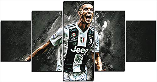 Gmoope Wandbild Leinwand Cristiano Ronaldo Juventus Fc Fußballspieler 5 Teilig Bilder Wohnzimmer Wohnung Deko 5 Stück Kunstdruck Modern Wandbilder XXL Format Wanddekoration Design Wand Bild von Gmoope