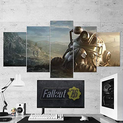 Gmoope Wandbild Leinwand Fallout 76 Power Armor Helm 5 Teilig Bilder Wohnzimmer Wohnung Deko 5 Stück Kunstdruck Modern Wandbilder XXL Format Wanddekoration Design Wand Bild von Gmoope