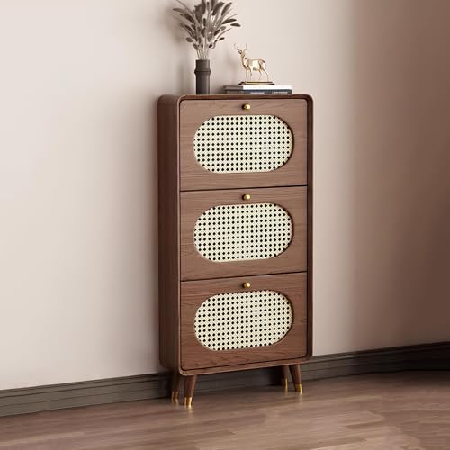 Gmpeccable Schuhschrank aus Rattan mit 3 drehbaren Schubladen, Unterschrank für den Eingang, schmales Schuhregal aus Holz mit verstecktem Stauraum, schmales Schuhregal unabhängig Gmpeccable Schuhschrank aus Rattan mit 3 drehbaren Schubladen, Unterschrank für den Eingang, schmales Schuhregal aus Holz mit verstecktem Stauraum, schmales Schuhregal unabhängig von Gmpeccable