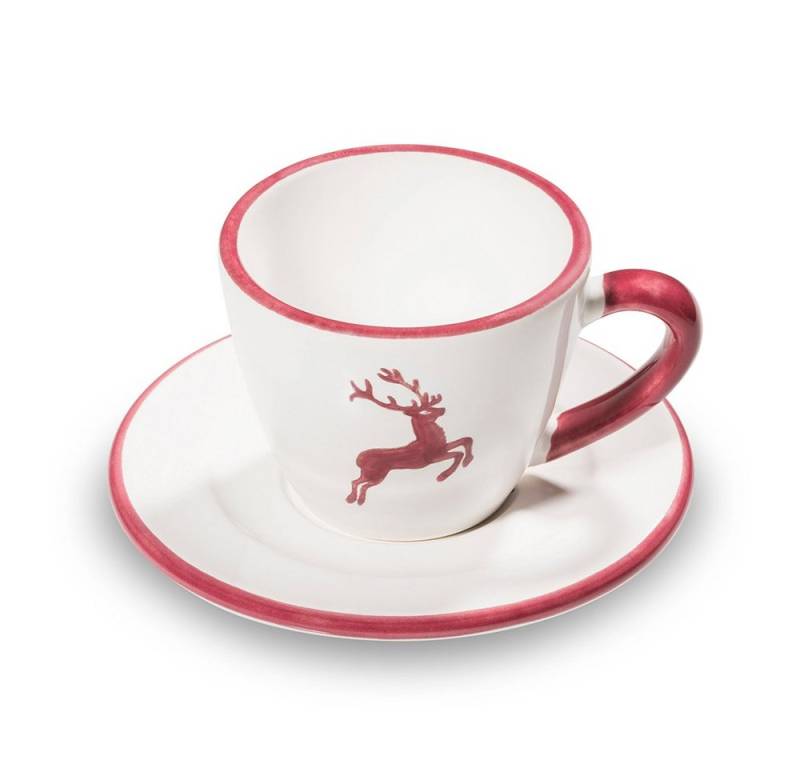 Gmundner Keramik Espressotasse Gmundner Keramik Espresso für Dich 2 tlg.-Set Hirsch, * Glasierte Keramik * natürliche Rohstoffe und nachhaltige Produktion * Handgemacht in Österreich seit 1492 * Jedes Teil ist ein Unikat Du hast Dich in der Vergangenheit bereits für einen roten Hirschen entschieden? Achten auf die Stempelfarbe auf der Bodenunterseite, die gibt dir die Sicherheit um welchen roten Hirschen es sich handelt: * Stempelfarbe rot = Rubinroter Hirsch (kräftiges leuchtendes Rot, wie Rotgeflammt) * Stempelfarbe schwarz = Bordeauxroter Hirsch (leicht ins violett übergehender Farbton, Weinrot) von Gmundner Keramik