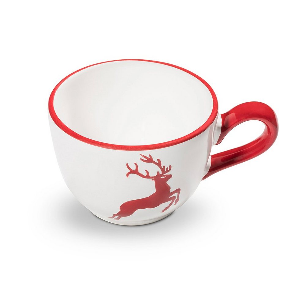 Gmundner Keramik Tasse Gmundner Keramik Kaffeetasse Cup 0,19l Hirsch, * Glasierte Keramik * natürliche Rohstoffe und nachhaltige Produktion * Handgemacht in Österreich seit 1492 * Jedes Teil ist ein Unikat Du hast Dich in der Vergangenheit bereits für einen roten Hirschen entschieden? Achten auf die Stempelfarbe auf der Bodenunterseite, die gibt dir die Sicherheit um welchen roten Hirschen es sich handelt: * Stempelfarbe rot = Rubinroter Hirsch (kräftiges leuchtendes Rot, wie Rotgeflammt) * Stempelfarbe schwarz = Bordeauxroter Hirsch (leicht ins violett übergehender Farbton, Weinrot) von Gmundner Keramik