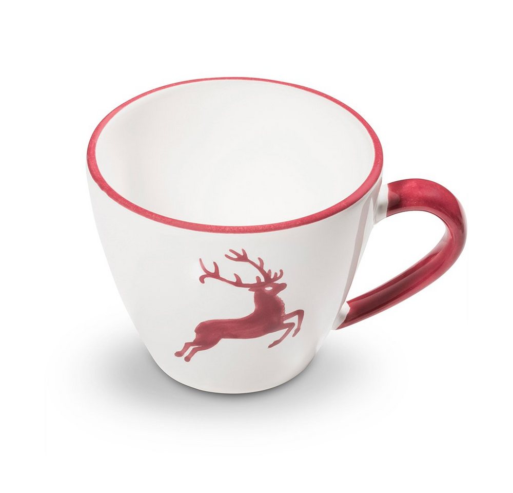 Gmundner Keramik Tasse Gmundner Keramik Kaffeetasse Gourmet 0,2l Hirsch, * Glasierte Keramik * natürliche Rohstoffe und nachhaltige Produktion * Handgemacht in Österreich seit 1492 * Jedes Teil ist ein Unikat Du hast Dich in der Vergangenheit bereits für einen roten Hirschen entschieden? Achten auf die Stempelfarbe auf der Bodenunterseite, die gibt dir die Sicherheit um welchen roten Hirschen es sich handelt: * Stempelfarbe rot = Rubinroter Hirsch (kräftiges leuchtendes Rot, wie Rotgeflammt) * Stempelfarbe schwarz = Bordeauxroter Hirsch (leicht ins violett übergehender Farbton, Weinrot) von Gmundner Keramik