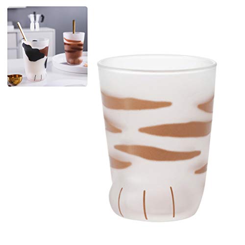 Katze Pfoten Glas Cup, Tasse mit Katzenpfoten Motiv Becher Büro Kaffeetasse Frühstück Milch Glas Tasse Geschenk von Gmuret