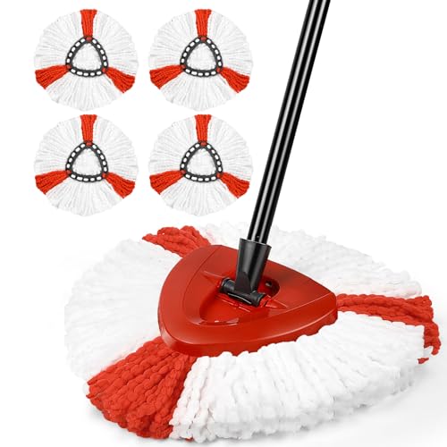 GmwyCzV 4 Stück Wischmopp Ersatzköpfe, Mikrofaser Wischmopp Ersatzköpfe, Leicht zu Befestigen, für Alle Böden, Kompatibel mit Vileda Turbo 2-in-1 Mop und EasyWring & Clean Mopp, Maschinenwaschbar von GmwyCzV
