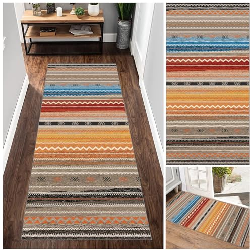 GmyoieqI Läufer Teppich Lang Flur rutschfest Waschbar 50 x 160 cm Küchenläufer, Küchenteppich Teppiche Fußmatte Lang, Modern Flurläufer Korridor Teppich für Küche Eingang Wohnzimmer Schlafzimmer Büro von GmyoieqI