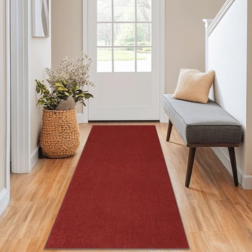 GmyoieqI Teppich Läufer Flur Küche 40 x 70 cm rutschfest Waschbar Rot Küchenläufer Teppichläufer Kurzflor Korridor Teppich Läufer Meterware Anpassbar Küchenteppich für Schlafzimmer Wäscherei Eingang von GmyoieqI