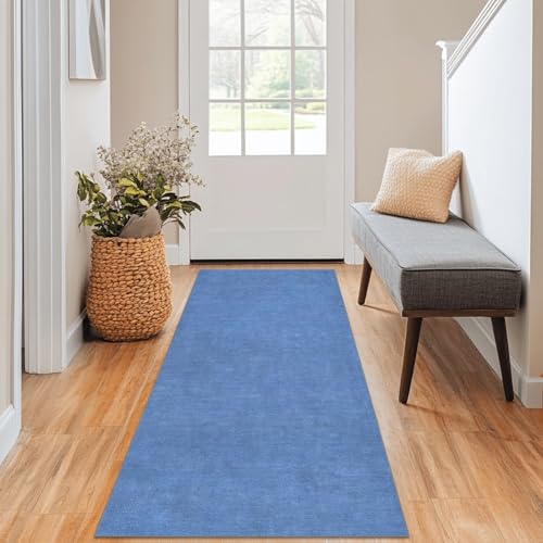 GmyoieqI Teppich Läufer Flur Küche 40 x 90 cm rutschfest Waschbar Küchenläufer Teppichläufer Kurzflor Korridor Teppich Läufer Meterware Anpassbar Küchenteppich für Schlafzimmer Wäscherei Eingang Blau von GmyoieqI
