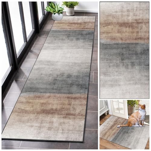 Teppich Läufer Flur Lang Modern Kücheteppich Rutschfest Waschbar Teppichläufer Flur Schmutzfangmatte Küchenläufer Meterware Korridor Eingang Flurläufer Schlafzimmer Wohnzimmer Treppen 40 x 60 cm von GmyoieqI