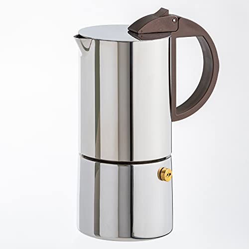 Gnali & Zani CHICCA Espressokocher | Edelstahl | Für 6 Tassen | Alle Herdarten inklusive Induktion | Edelstahl Espressokocher | Kunststoff Griffe | Moderner Camping Kaffeekocher von Gnali & Zani