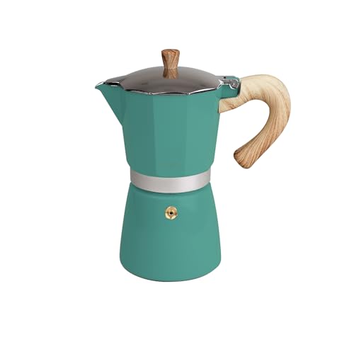 Gnali & Zani Venezia Espressokocher | Petrol | Für 9 Tassen | Alle Herdarten inklusive Induktion | Aluminium Espresso kocher | Griffe aus Softtouch-Kunststoff in Holzoptik | Camping Kaffeekocher von Gnali & Zani