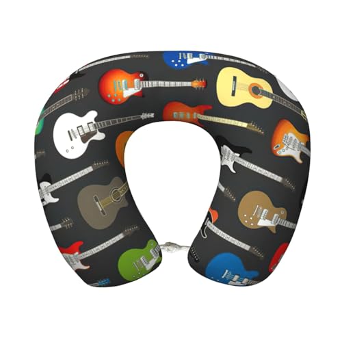 Gnbmvcc Bunte Gitarren Memory-Schaum Reise-Nackenkissen Auto Büro wesentliche Flugkissen für eine lange Strecke Schlafruhe von Gnbmvcc