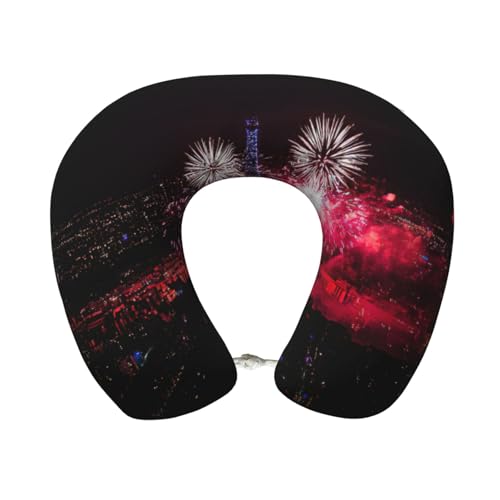 Gnbmvcc Eiffelturm Feuerwerk Memory Foam Reise Nackenkissen Auto Büro Essential Flugkissen für eine lange Strecke Schlafruhe von Gnbmvcc