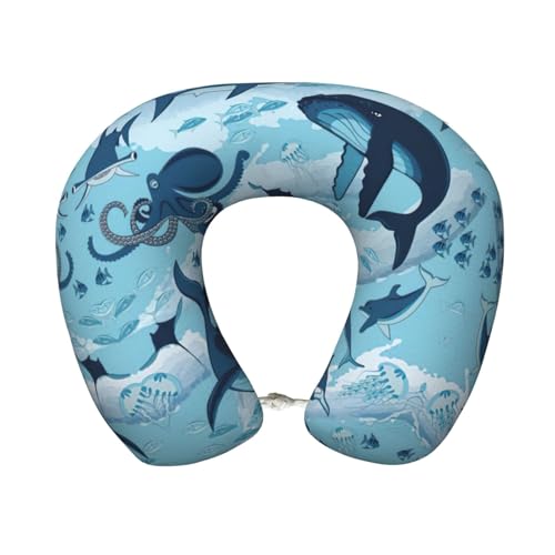 Gnbmvcc Fish and Octopus Memory Foam Travel Neck Pillow Car Office Essential Flight Pillows For A Long Hauls Sleeping Rest von Gnbmvcc