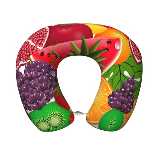 Gnbmvcc Fresh Juicy Fruits Ananas Berries Watermelon Grape Orange Memory Foam Travel Neck Pillow Car Office Essential Flight Pillows For A Long Hauls Sleeping Rest von Gnbmvcc