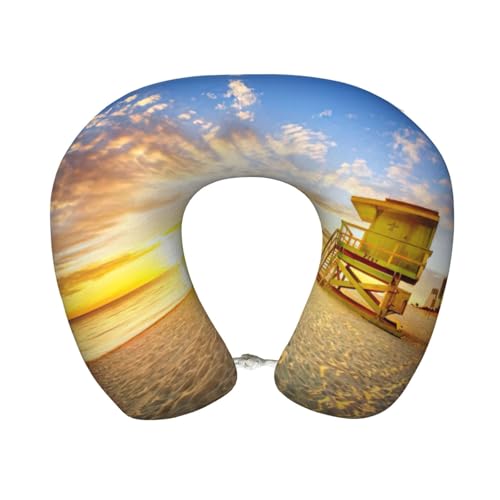 Gnbmvcc Golden Sunset Beach Memory Foam Reise Nackenkissen Auto Büro Essential Flugkissen für eine lange Strecke Schlafruhe von Gnbmvcc