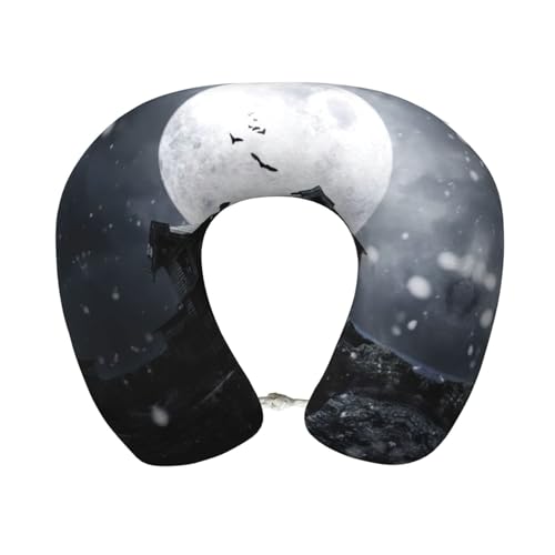 Gnbmvcc Halloween Moon Memory Foam Reise Nackenkissen Auto Büro Essential Flugkissen für eine lange Strecke Schlafruhe von Gnbmvcc