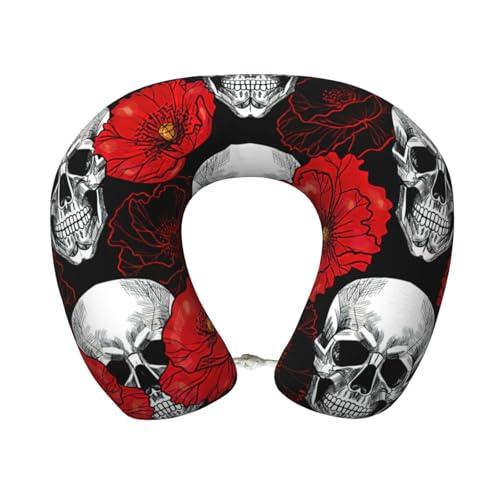 Gnbmvcc Halloween Skull 1 Memory Foam Reise Nackenkissen Auto Büro Essential Flugkissen für eine lange Strecke Schlafruhe von Gnbmvcc