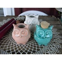 Eule Glas Mit Korken, Schmuckkästchen, Kerzenhalter Keramik Handarbeit Handbemalte Türkis von GnomeShacks