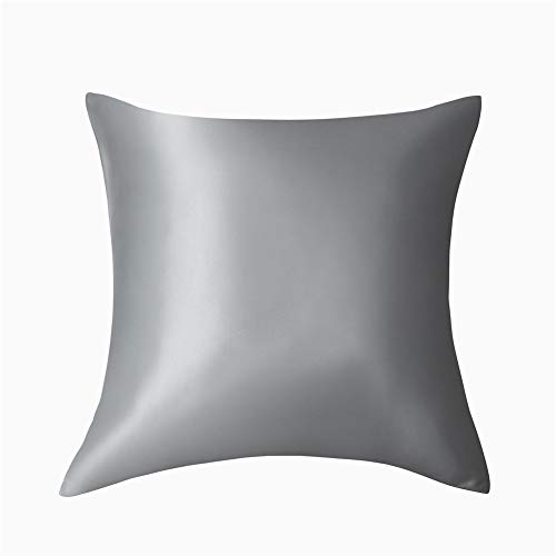 Gnomvaie Grau 2er Set Satin Kissenbezüge 80x80 cm, Glatt Angenehm Mikrofaser Kissenbezug, Einfarbig Glänzend Seide Kopfkissenbezug von Gnomvaie