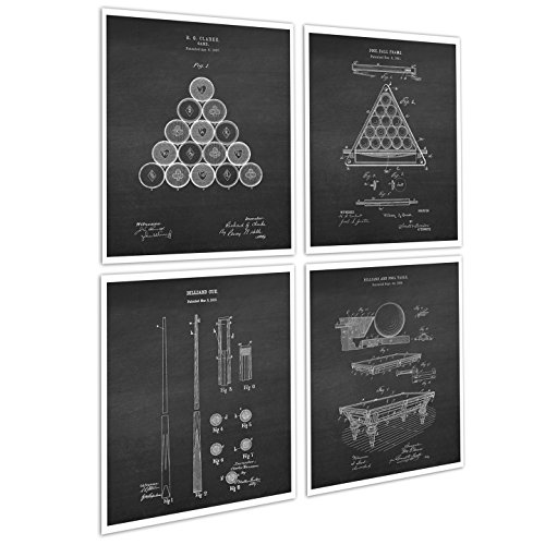 Gnosis Picture Archive Kunstdrucke Set von 4 ungerahmten Billard Patent Diagrammen mit Kreidetafel-Bild als Hintergrund Gnosis Picture Archive Kunstdrucke Set von 4 ungerahmten Billard Patent Diagrammen mit Kreidetafel-Bild als Hintergrund von Gnosis Picture Archive