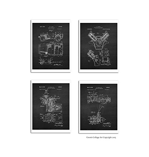 Willys Jeep Set von 4 Patent gerahmt Art Prints, Größe 20,3 x 25,4 cm World War II Army Jeep Militär Fahrzeug Patente Willys _ chk4 a von Gnosis Picture Archive