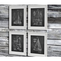 Geschenk Segelboot Blaupausen Patent 4Er-Set Ungerahmt Kunstdrucke Mann Höhle Dekor von GnosisCollageArt