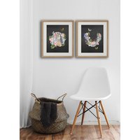 Set Von 2 Menschliche Zähne Ober-Unterkiefer-Anatomie-Blumen-Kunstdrucke Ungerahmt Geschenk Für Zahnarzt Hygieniker von GnosisCollageArt