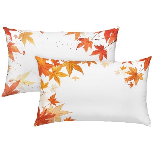 Blatt Kissenbezug 40x70, Outdoor Kissen Herbst 2er Set Outdoor Kissenbezug, Doppelseitig Drucken Wetterfest Leinen Kissen Unsichtbarem Reißverschluss für Deko Wohnzimmer Modern Garten Terrassen X-655 Blatt Kissenbezug 40x70, Outdoor Kissen Herbst 2er Set Outdoor Kissenbezug, Doppelseitig Drucken Wetterfest Leinen Kissen Unsichtbarem Reißverschluss für Deko Wohnzimmer Modern Garten Terrassen X-655 von Gnulguxo