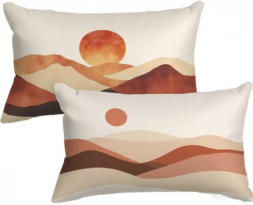 Kissenbezug 40 x 70 Kopfkissenbezug 40x70 2er Set, Outdoor Kissen Orange Dekokissen Sonnenuntergang Leinen HD Drucken Sofakissen mit Verstecktem Reißverschluss für Sofa Wohnzimmer Schlafzimmer X-693 Kissenbezug 40 x 70 Kopfkissenbezug 40x70 2er Set, Outdoor Kissen Orange Dekokissen Sonnenuntergang Leinen HD Drucken Sofakissen mit Verstecktem Reißverschluss für Sofa Wohnzimmer Schlafzimmer X-693 von Gnulguxo