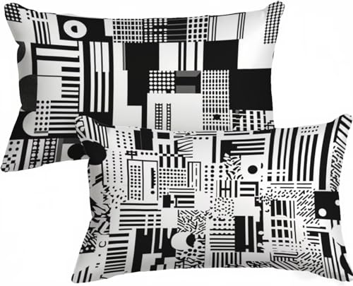 Kissenbezug 40 x 70 Kopfkissenbezug 40x70 2er Set, Outdoor Kissen Schwarz Dekokissen Geometrie Leinen HD Drucken Rechteck Sofakissen mit Verstecktem Reißverschluss für Wohnzimmer Schlafzimmer X-669 Kissenbezug 40 x 70 Kopfkissenbezug 40x70 2er Set, Outdoor Kissen Schwarz Dekokissen Geometrie Leinen HD Drucken Rechteck Sofakissen mit Verstecktem Reißverschluss für Wohnzimmer Schlafzimmer X-669 von Gnulguxo