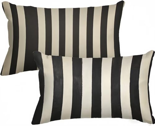Kissenbezug 40 x 70 Kopfkissenbezug 40x70 2er Set, Outdoor Kissen Schwarz Dekokissen Streifen Samt HD Drucken Rechteck Sofakissen mit Verstecktem Reißverschluss für Sofa Wohnzimmer Schlafzimmer X-629 Kissenbezug 40 x 70 Kopfkissenbezug 40x70 2er Set, Outdoor Kissen Schwarz Dekokissen Streifen Samt HD Drucken Rechteck Sofakissen mit Verstecktem Reißverschluss für Sofa Wohnzimmer Schlafzimmer X-629 von Gnulguxo